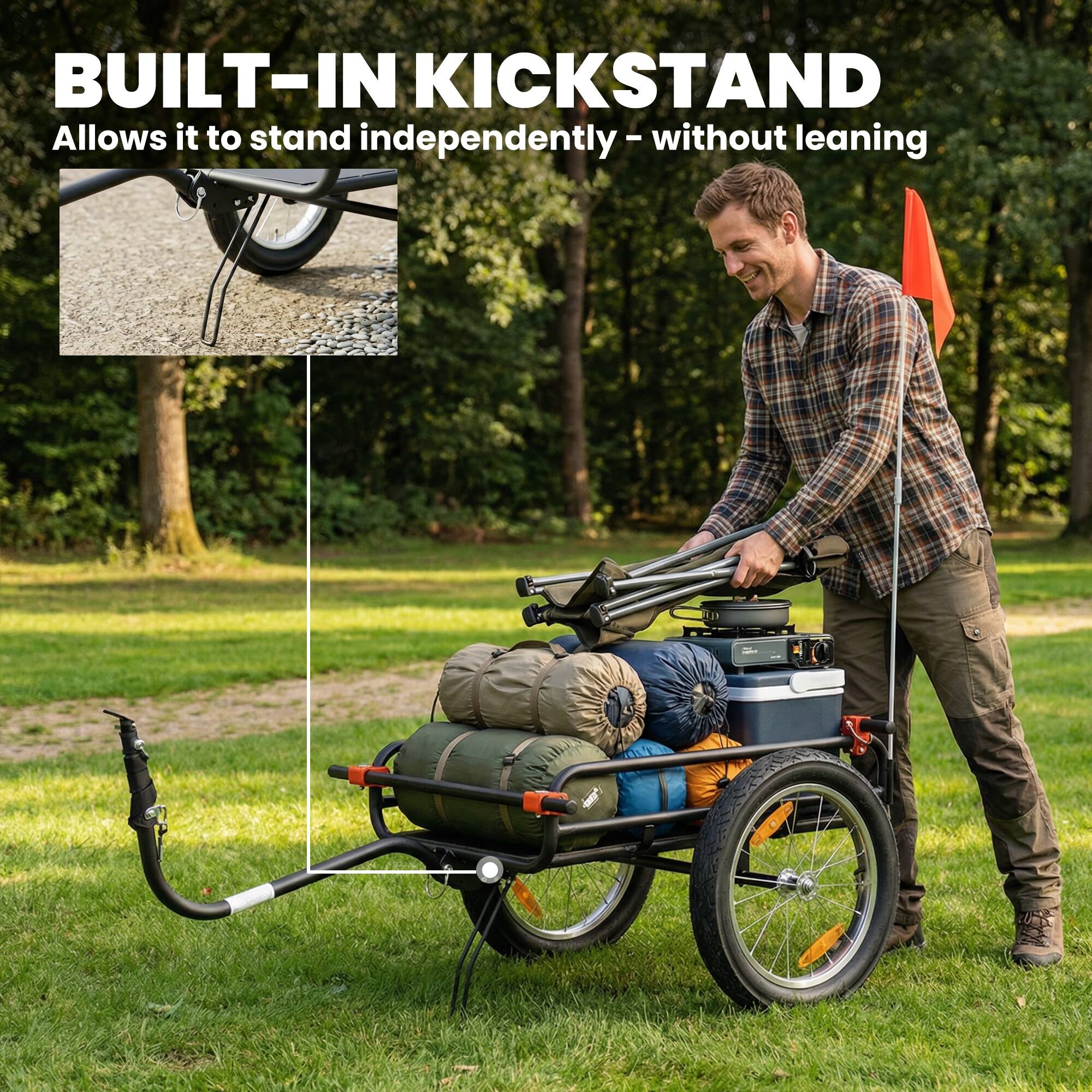 BUILT-IN KICKSTAND  
Allows it to stand independently - without leaning