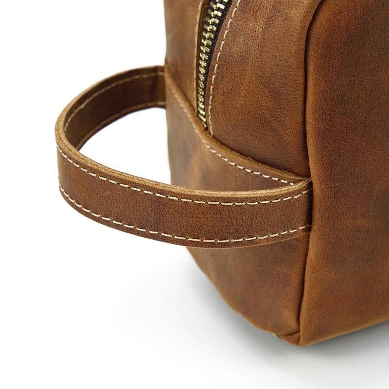 Alt View 8. Steel Horse Leather - The Wanderer Toiletry Bag | Genuine Leather Toiletry Bag - Brown.