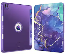 DTTO - Case for iPad Air 13" (M2/M3) and iPad Pro 12.9" (3rd/4th/5th/6th Gen) ,Smooth Matte Back,TPU Shockproof Frame - Royal Marble