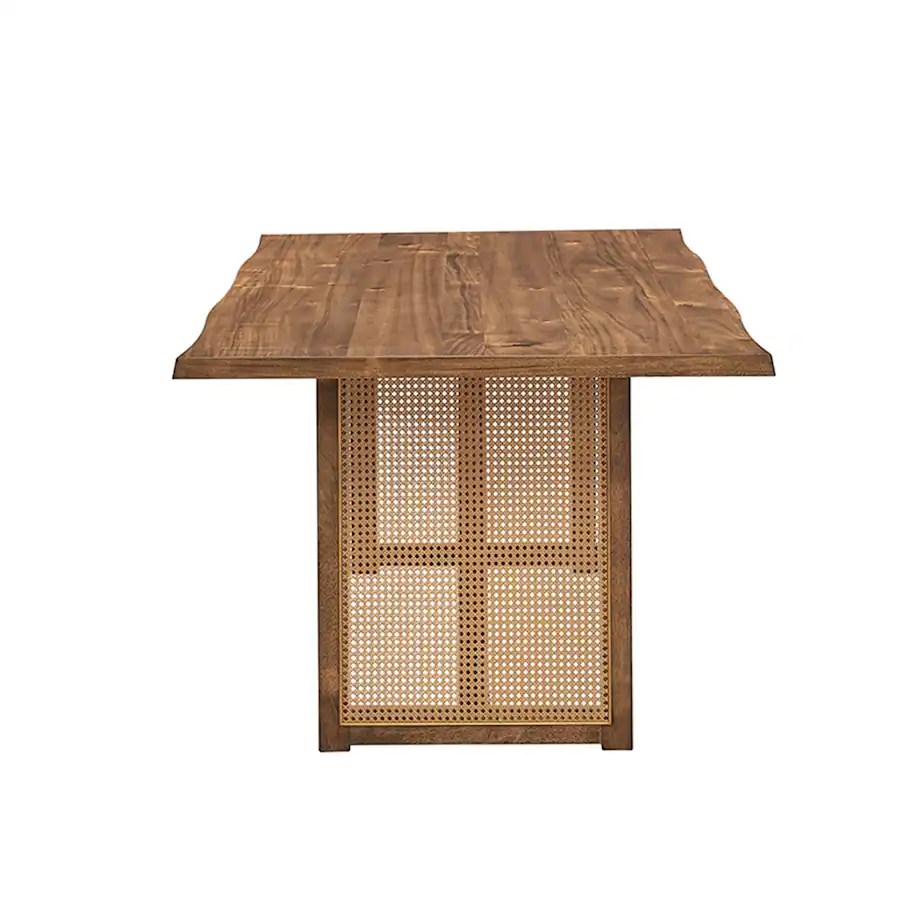 Rectangular Shape Dining Table Loheer Wave Edge Dining Table, Natural Rectangular Table for Six Oak ...