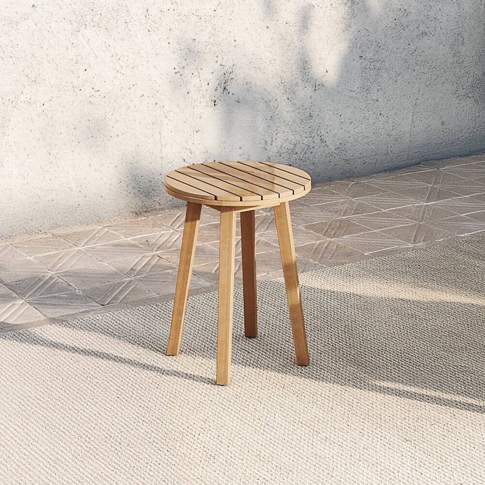 Angle. New Classic Furniture - Wesley Wood Patio End Table in Natural - Brown.