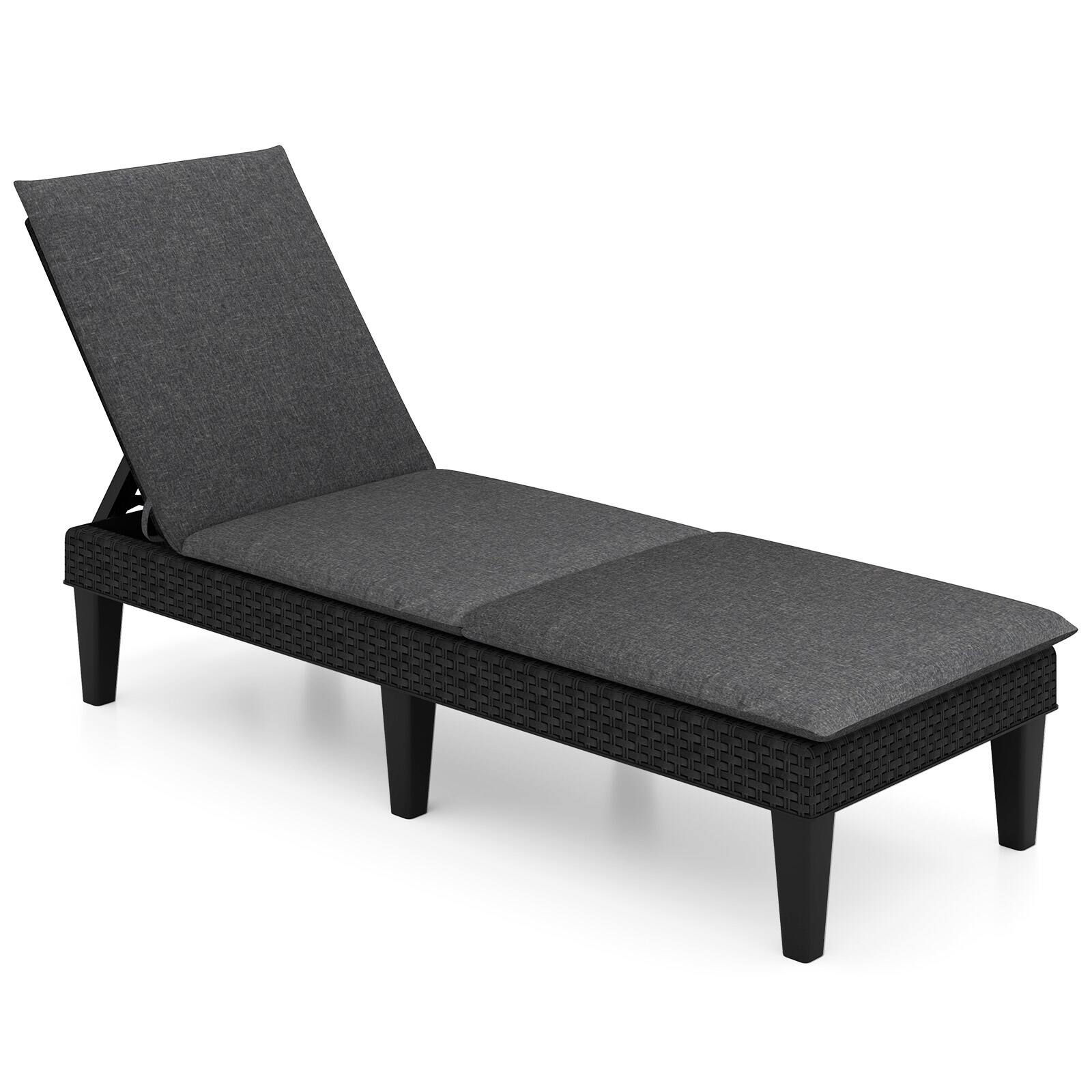 Alt View 4. Gymax - Gymax 2PCS Patio Lounge Chair Recliner Chair w/ 3-Position Adjustable Backrest & Cushion Black & Gray - Black, Gray.
