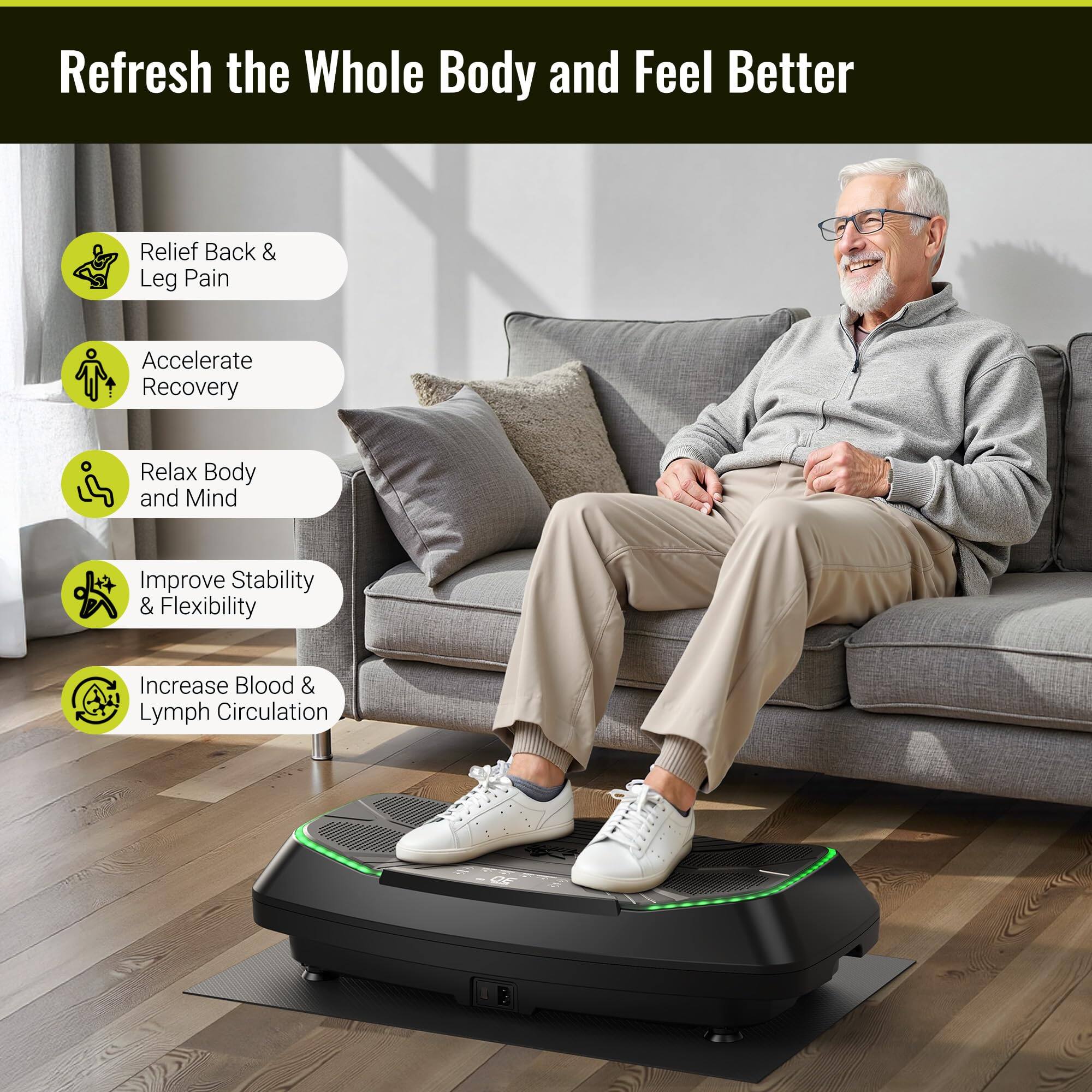Refresh the Whole Body and Feel Better

- Relief Back & Leg Pain
- Accelerate Recovery
- Relax Body and Mind
- Improve Stability & Flexibility
- Increase Blood & Lymph Circulation