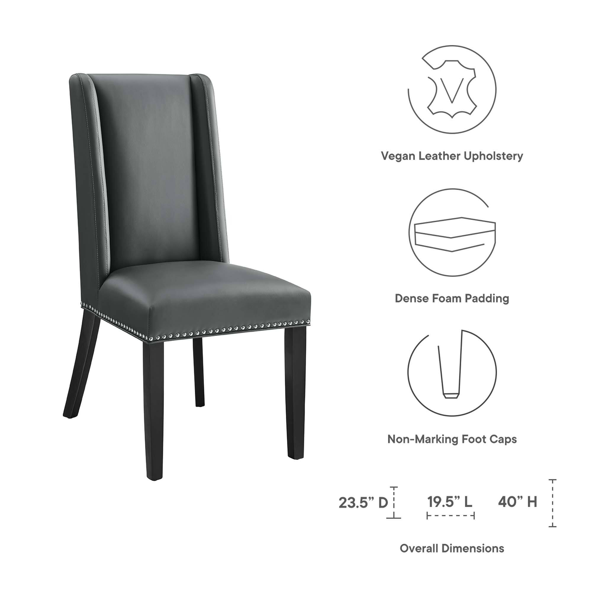 - Vegan Leather Upholstery
- Dense Foam Padding
- Non-Marking Foot Caps

Overall Dimensions:
- 23.5" D
- 19.5" L
- 40" H