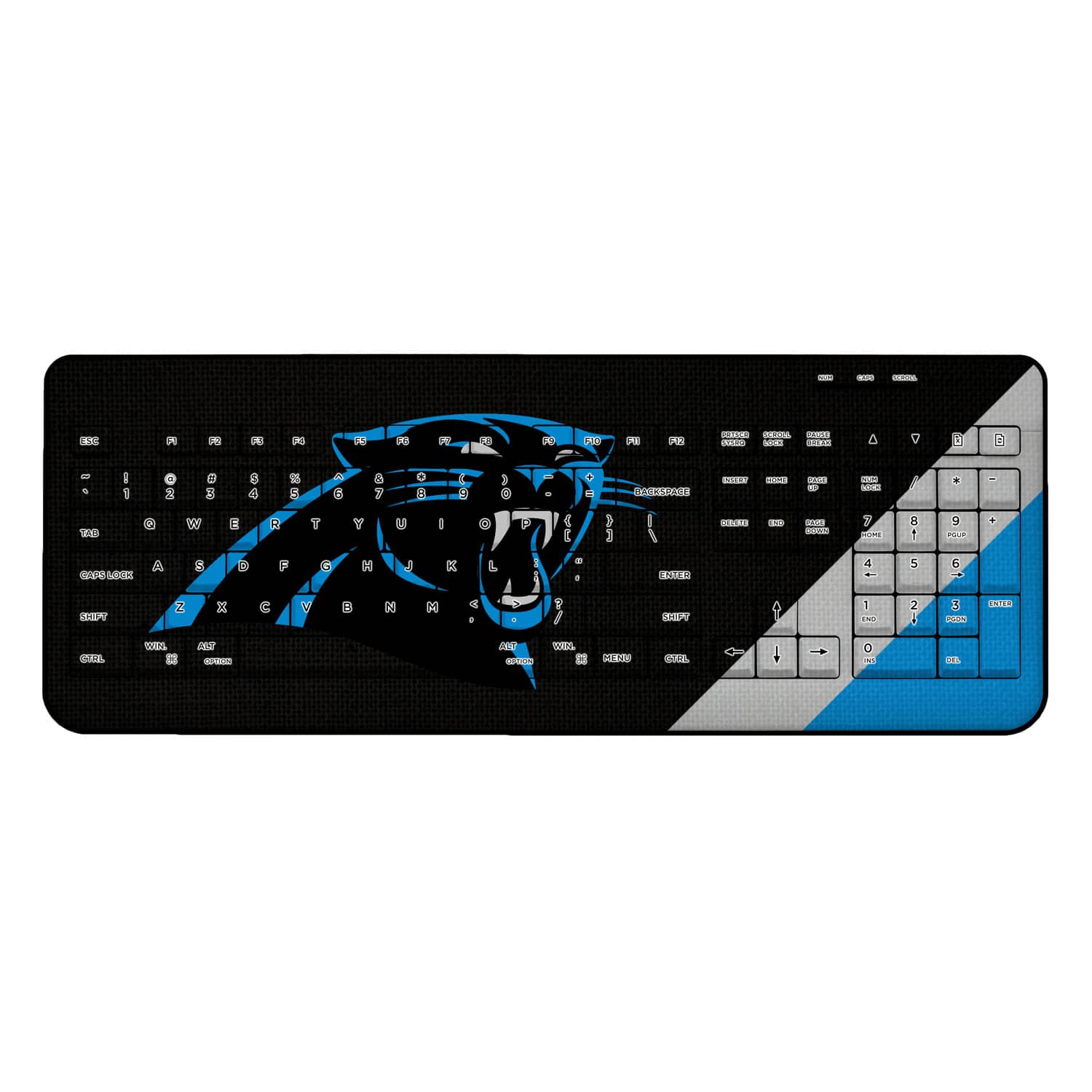 Keyscaper - Carolina Panthers Diagonal Stripe Wireless Keyboard - Multicolor