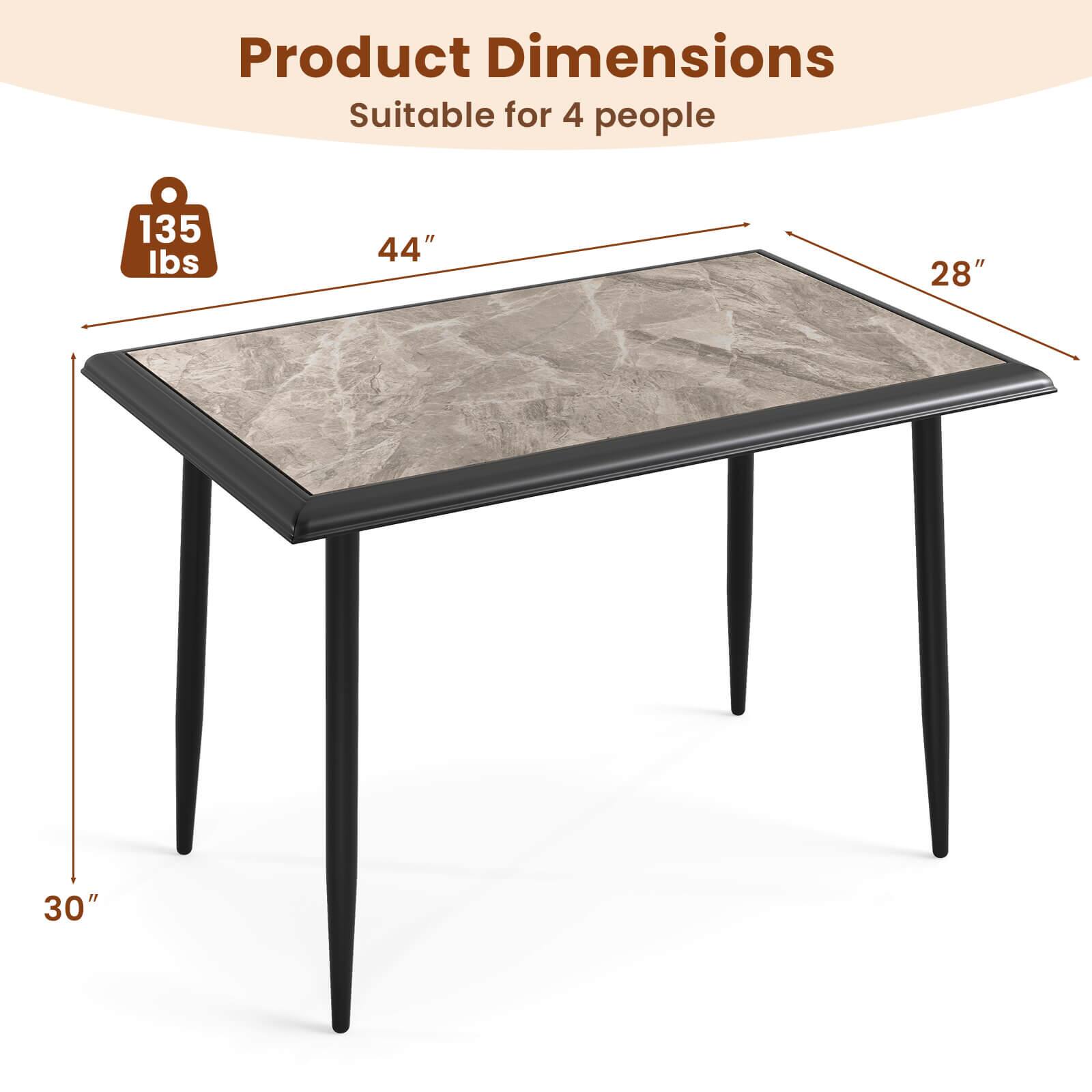 Product Dimensions  
Suitable for 4 people  

135 lbs  
44"  
28"  
30"