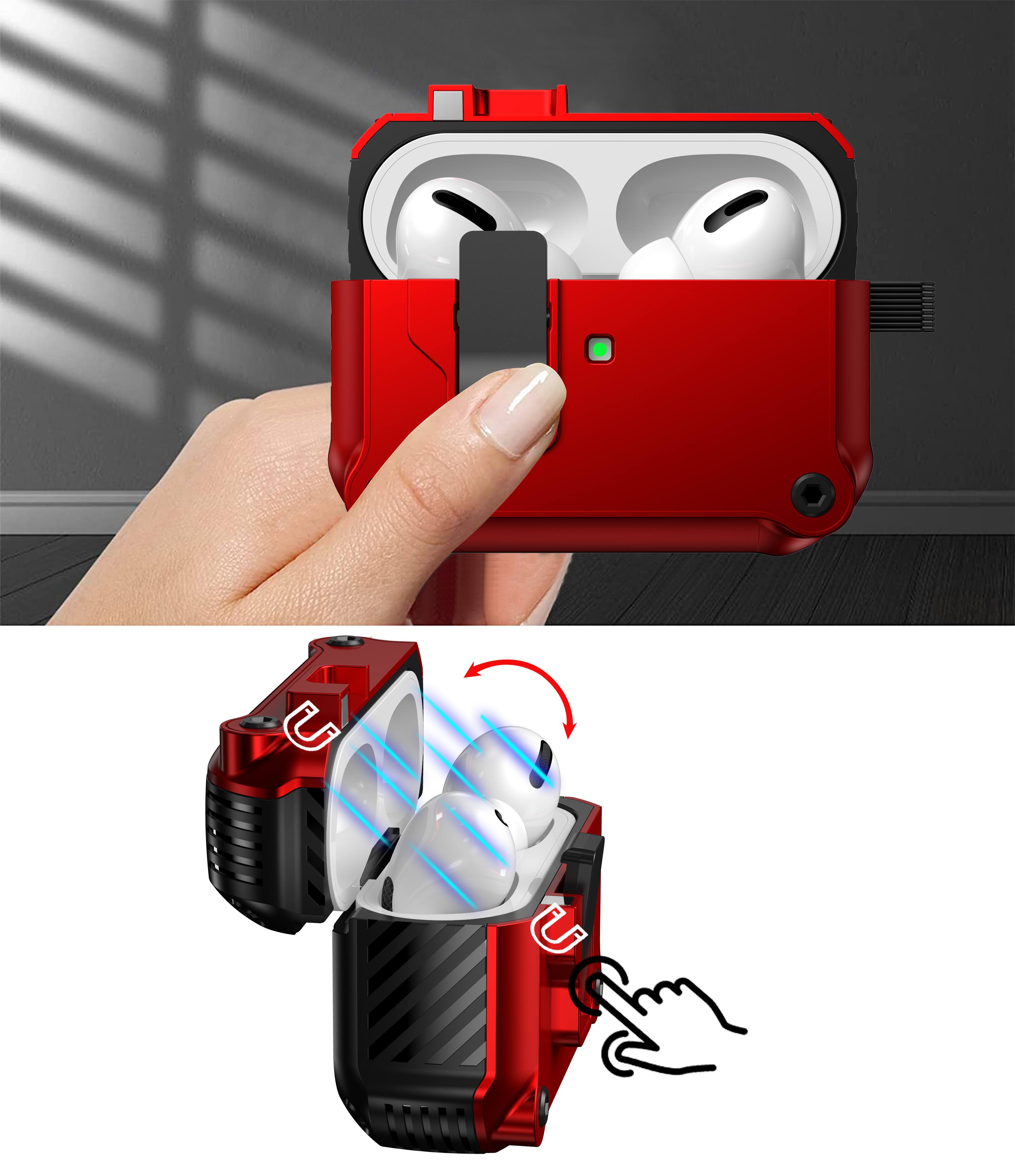 Alt View 1. Dteck - For Airpods Pro 3rd Gen (2025) Safety Lock Shockproof Rugged Case with Keychain+Cleaner Pen - Black.