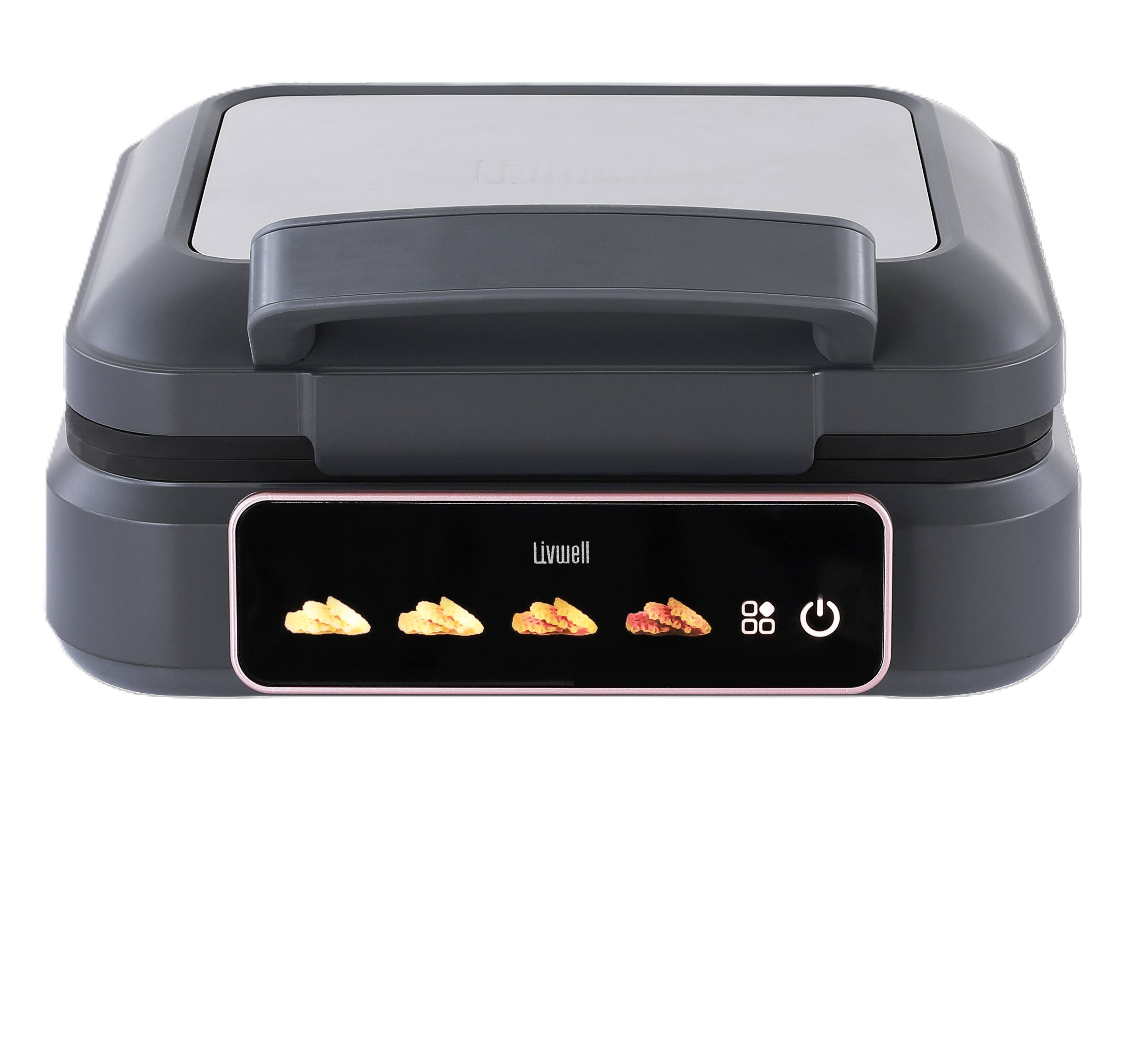 Alt View 1. Livwell - Smart Touch Waffle Maker - Matte Grey.