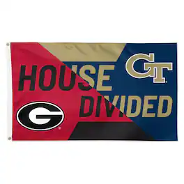 WinCraft - Georgia Bulldogs vs Georgia Tech Yellow Jackets 3' x 5' Single-Sided Deluxe House Divided Flag - Multicolor