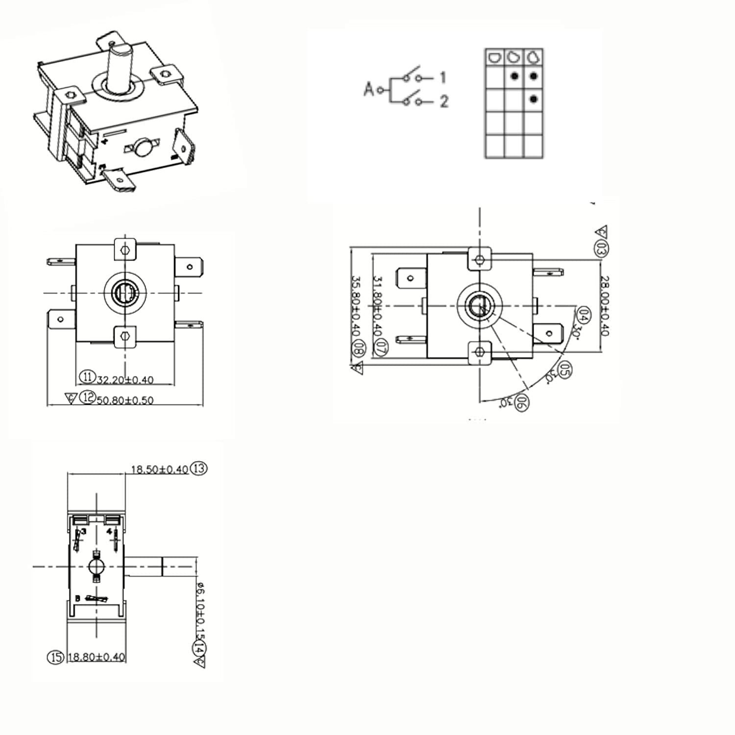 A . a O 6 . 1 2 11 32.2010.40 32 12 50,80+0.50 @040108.22 @0812 04 EQ 28.000.40 e 18.500.40 13 8 15 18.80+0.40 90 6.100.15( F0 4

A₀ - 1  
A₀ - 2

11 32.20+0.40  
12 50.80+0.50

13 18.50+0.40  
15 18.80+0.40