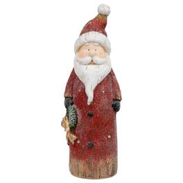 Sunnydaze - Rustic Santa Indoor Pre-Lit LED Christmas Statue - 24 in - Red