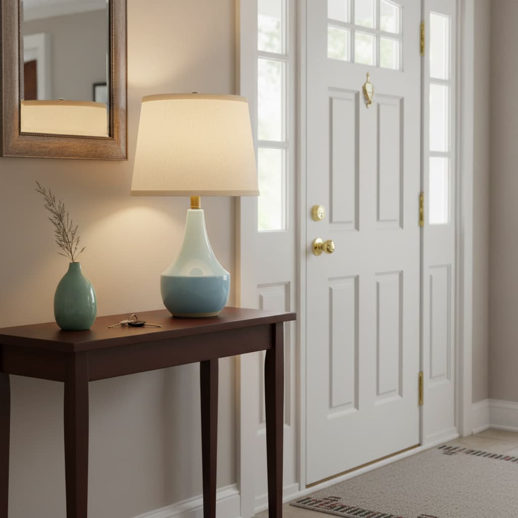 Alt View 3. FINEAK - Set of 2 18.63” Ceramic Table Lamps - Cute Modern Nightstand Lamps with Rocker Switch & LED Bulbs (Sky Blue) - Blue;White.