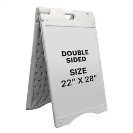 Jumbl - A Frame Sandwich Board – 22 x 28” Display Sidewalk Sign with PVC Sign Protector - White