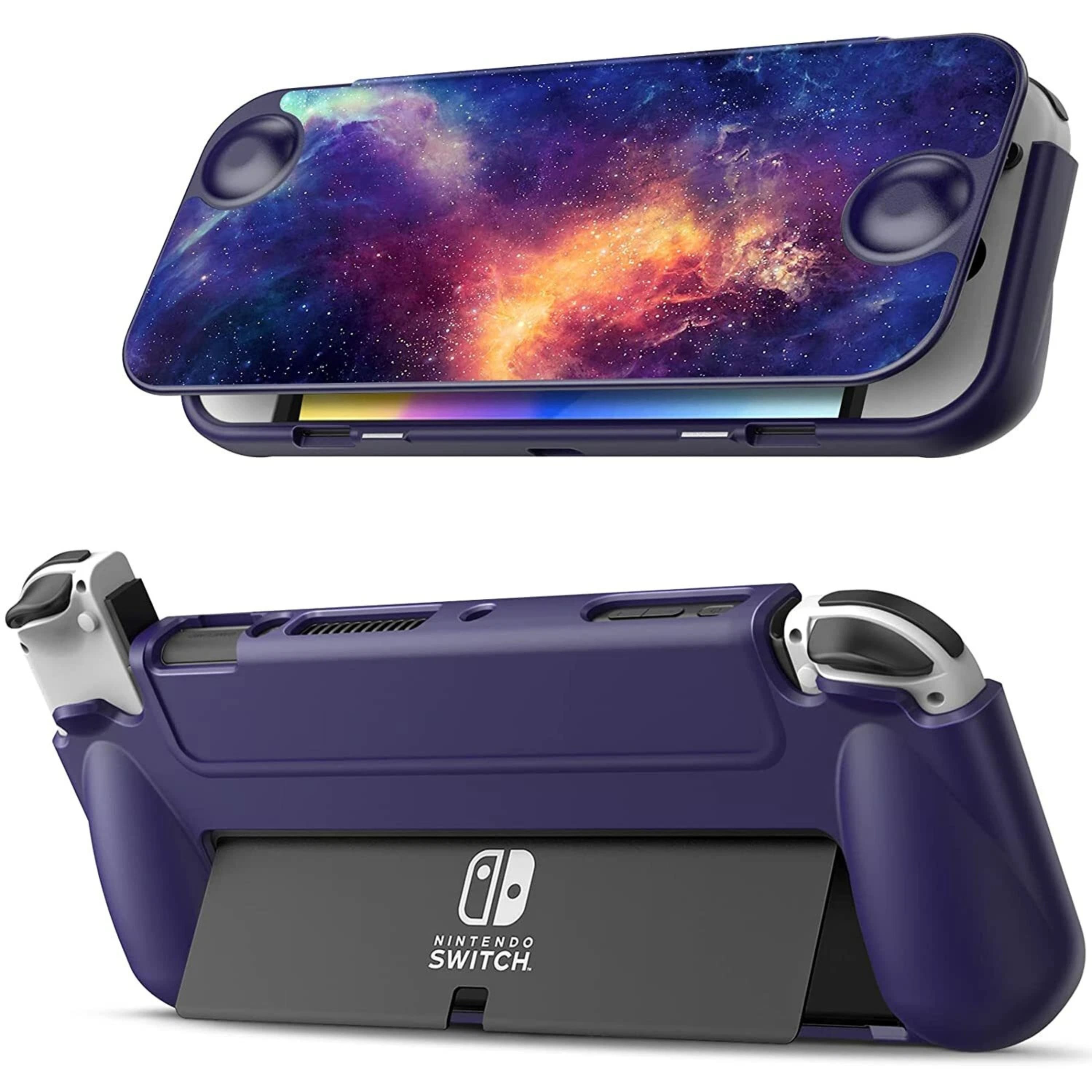 Kitcheniva - Lightweight TPU Case For Nintendo Switch OLED Model 2021 With Front Cover - Galaxy