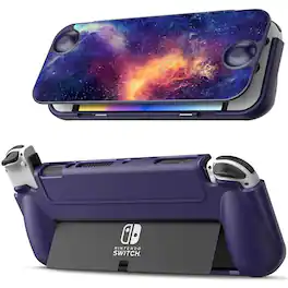 Kitcheniva - Lightweight TPU Case For Nintendo Switch OLED Model 2021 With Front Cover - Galaxy