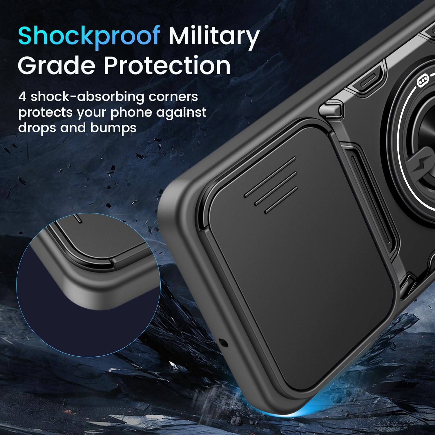 Shockproof Military Grade Protection

4 shock-absorbing corners protects your phone against drops and bumps