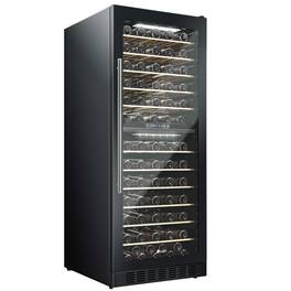 KingChii - 141-Bottle Dual Zone Wine Cooler Refrigerator with Professional Compressor Cooling - Black