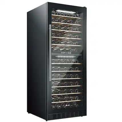 Front. KingChii - 141-Bottle Dual Zone Wine Cooler Refrigerator with Professional Compressor Cooling - Black.