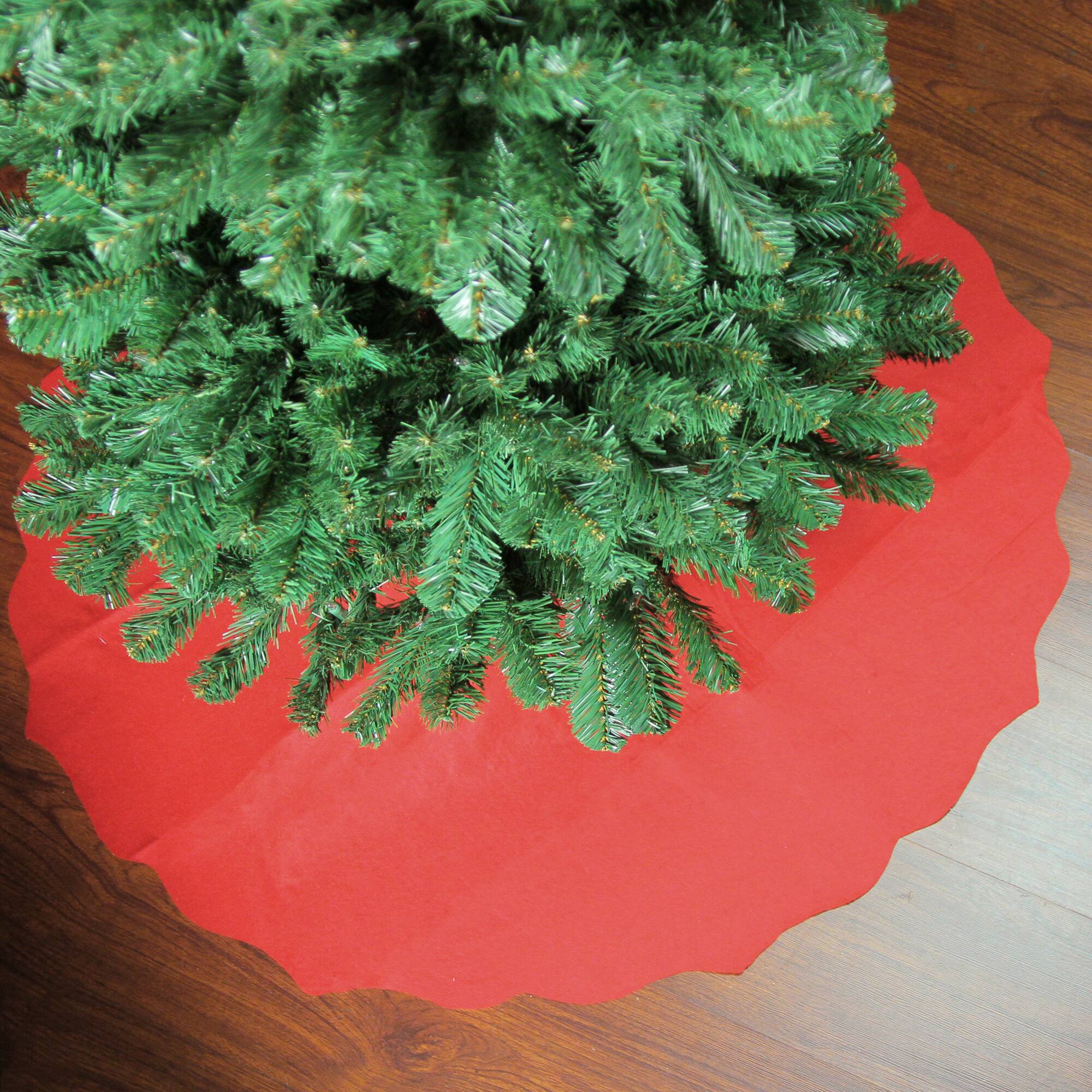 Northlight - Christmas Tree Skirt with Scalloped Edge - 38" - Red