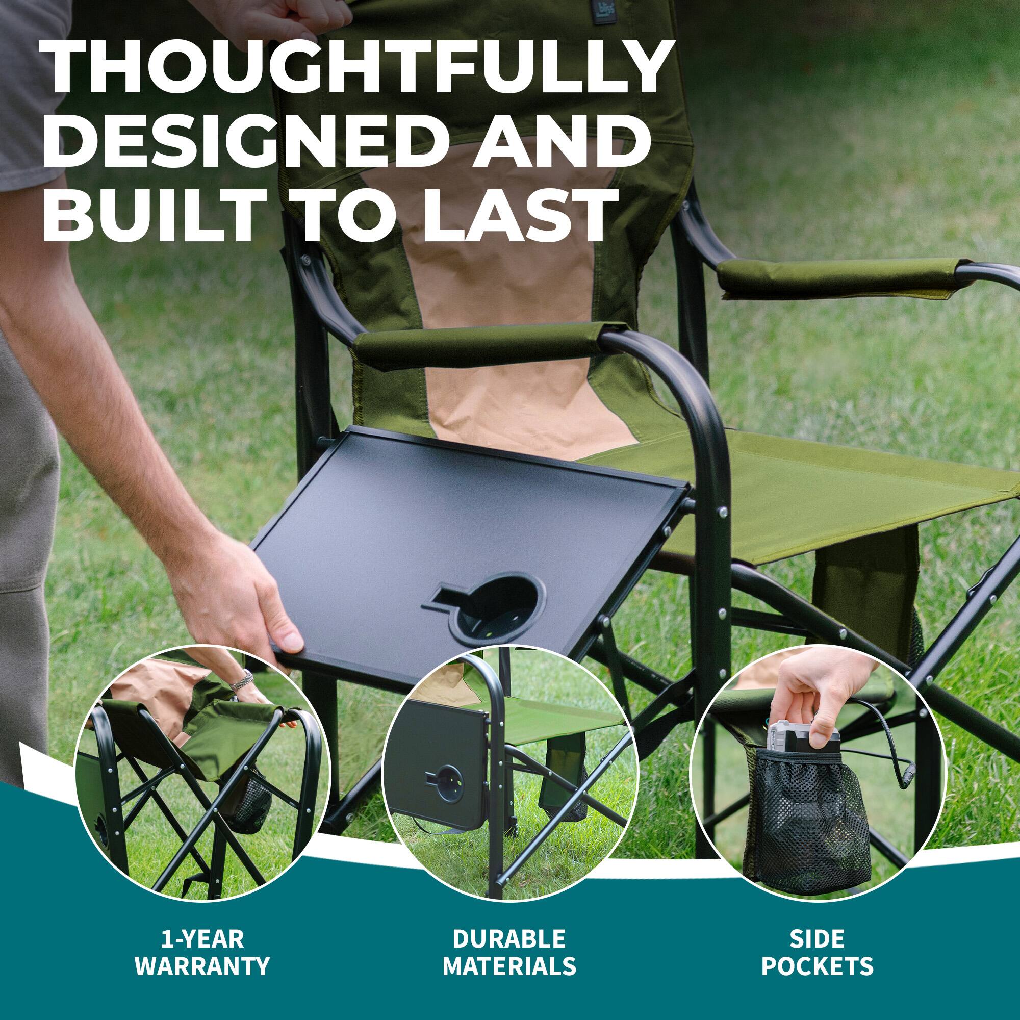 THOUGHTFULLY DESIGNED AND BUILT TO LAST

1-YEAR WARRANTY  
DURABLE MATERIALS  
SIDE POCKETS