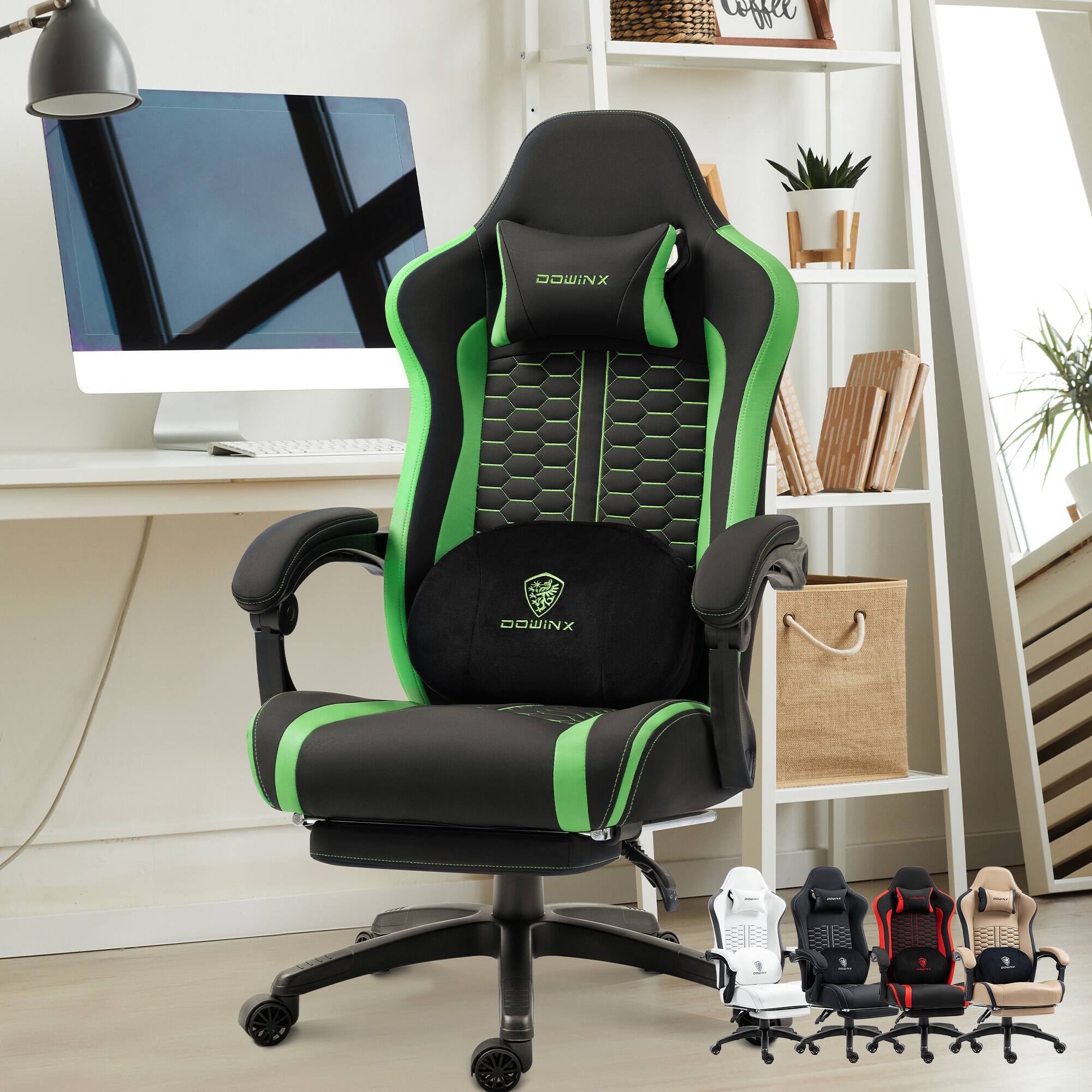 Dowinx Gaming Chair Fabric with Heated Massage Lumbar Support, Big
