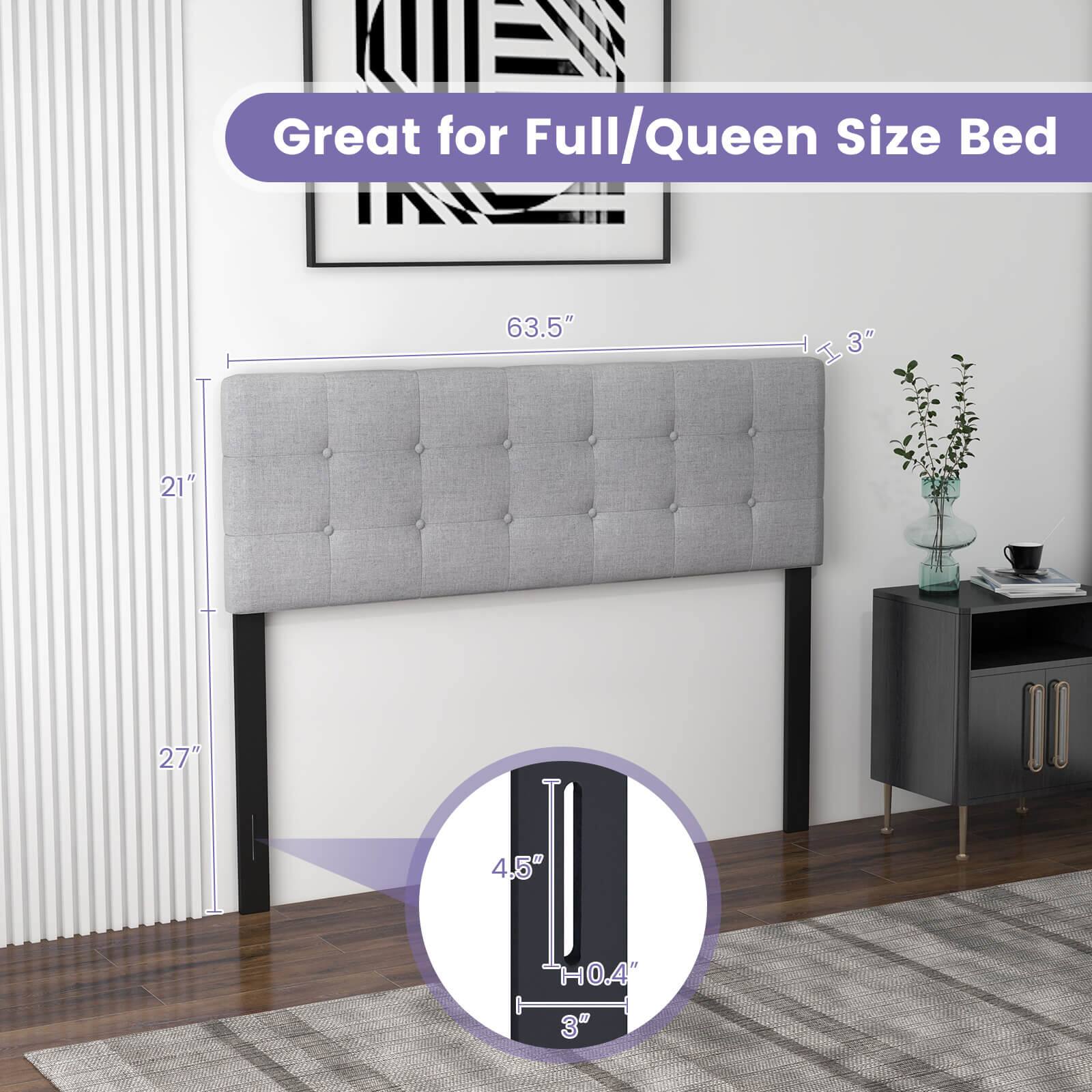 Great for Full/Queen Size Bed

63.5" (Width) x 21" (Depth) x 27" (Height)

4.5" (Thickness) x 3" (Width) x 0.4" (Height)