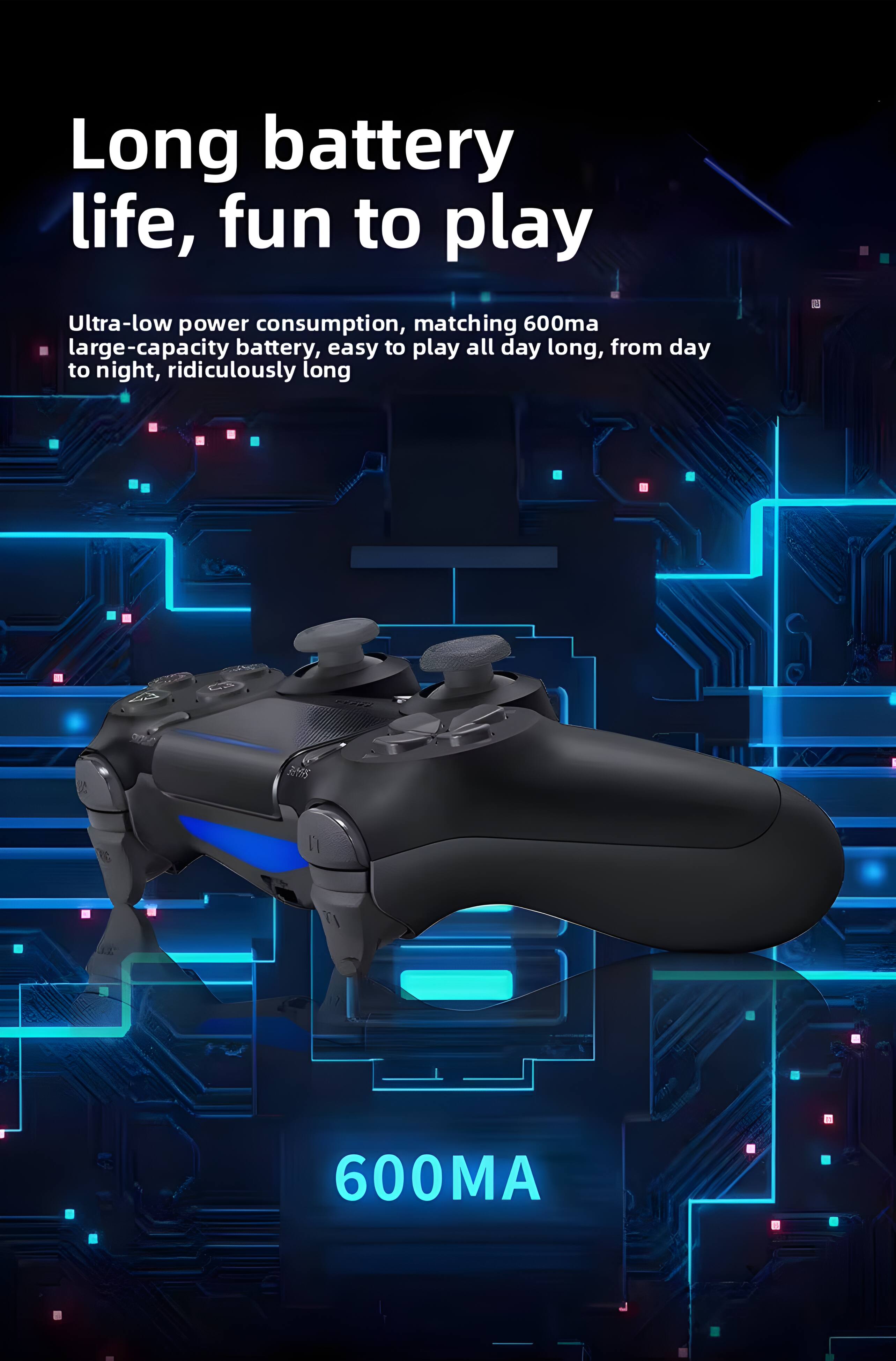 Cluzine PS4 Style Wireless Controller, 600mAh Battery, Multi