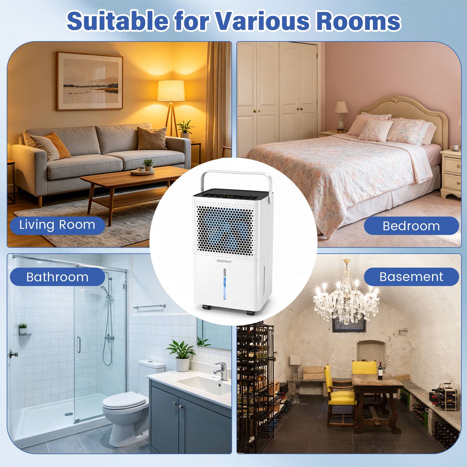Suitable for Various Rooms  
Living Room  
Bedroom  
Bathroom  
Basement