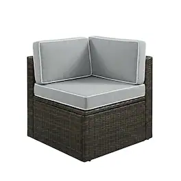 Crosley Furniture - Palm Harbor Wicker Corner Outdoor Sectional Chair - Gray