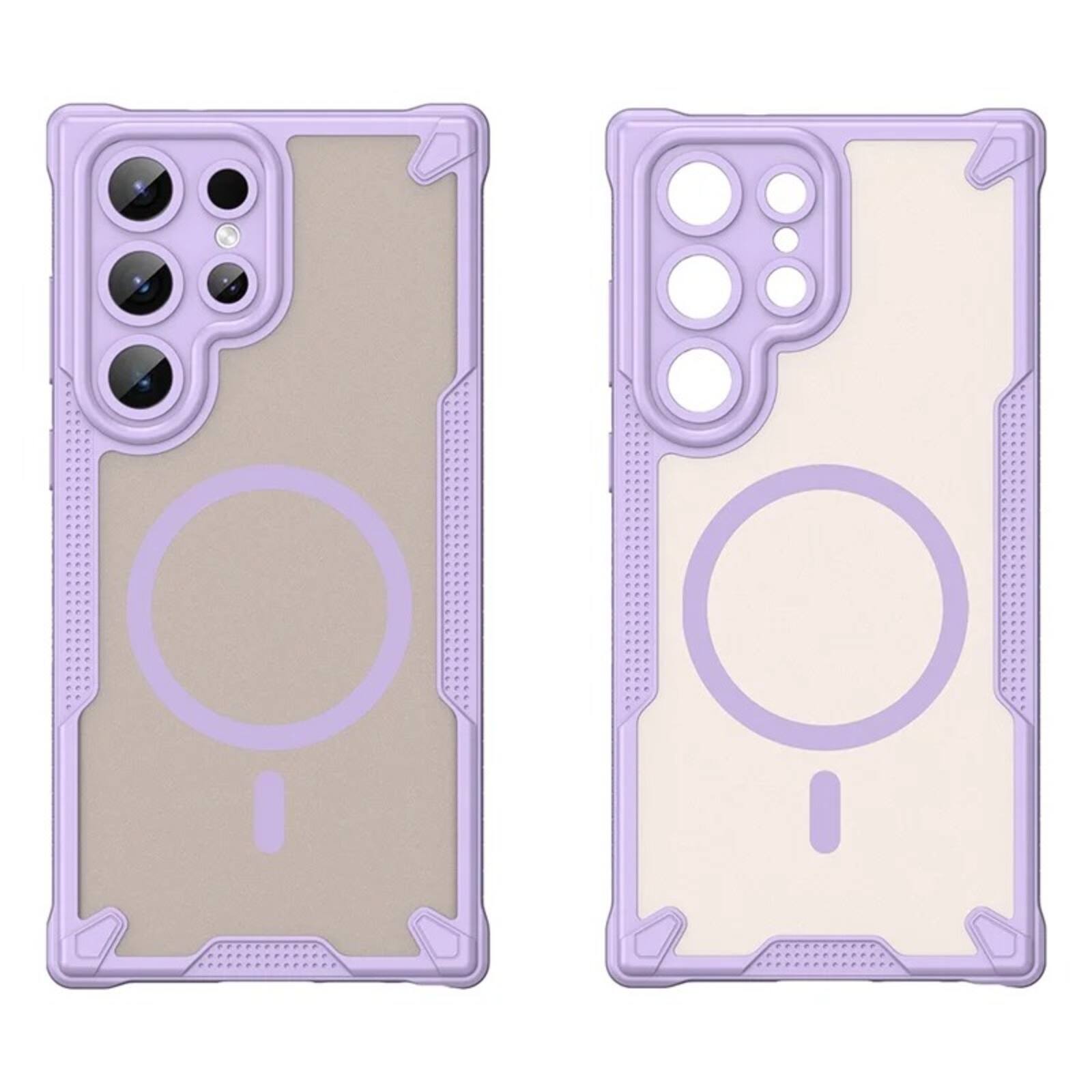 Angle. UUCOVER - Magnetic Case for Samsung Galaxy S25 Ultra, Compatible with Mag Safe Shockproof TPU+PC Case Matte Translucent Back Cover - Purple.