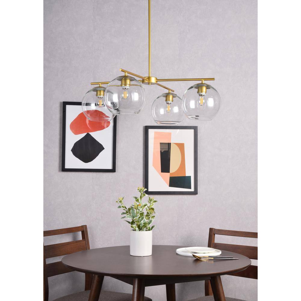 Left. Living District - Opus 4 lights brass pendant - Brass And Clear.