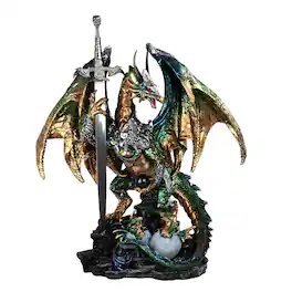 FC Design - 15.5"H Dragon with Sword Figurine Statue Office/Computer Desk Tabletop Medieval Gaming Home Decor Gift - Multi-Color