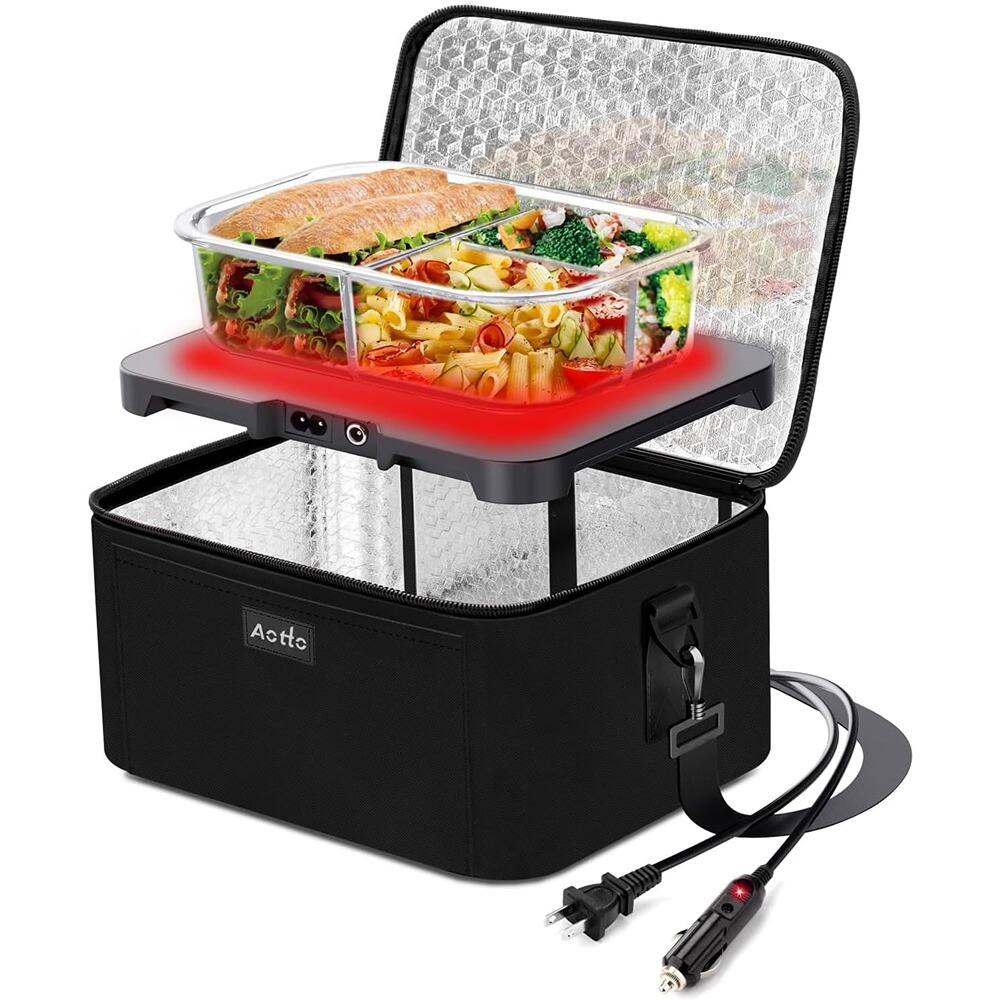 Front. RTMB - Portable Electric Lunch Box, 3-in-1 Food Warmer, 12/24/110V, Black - Black.