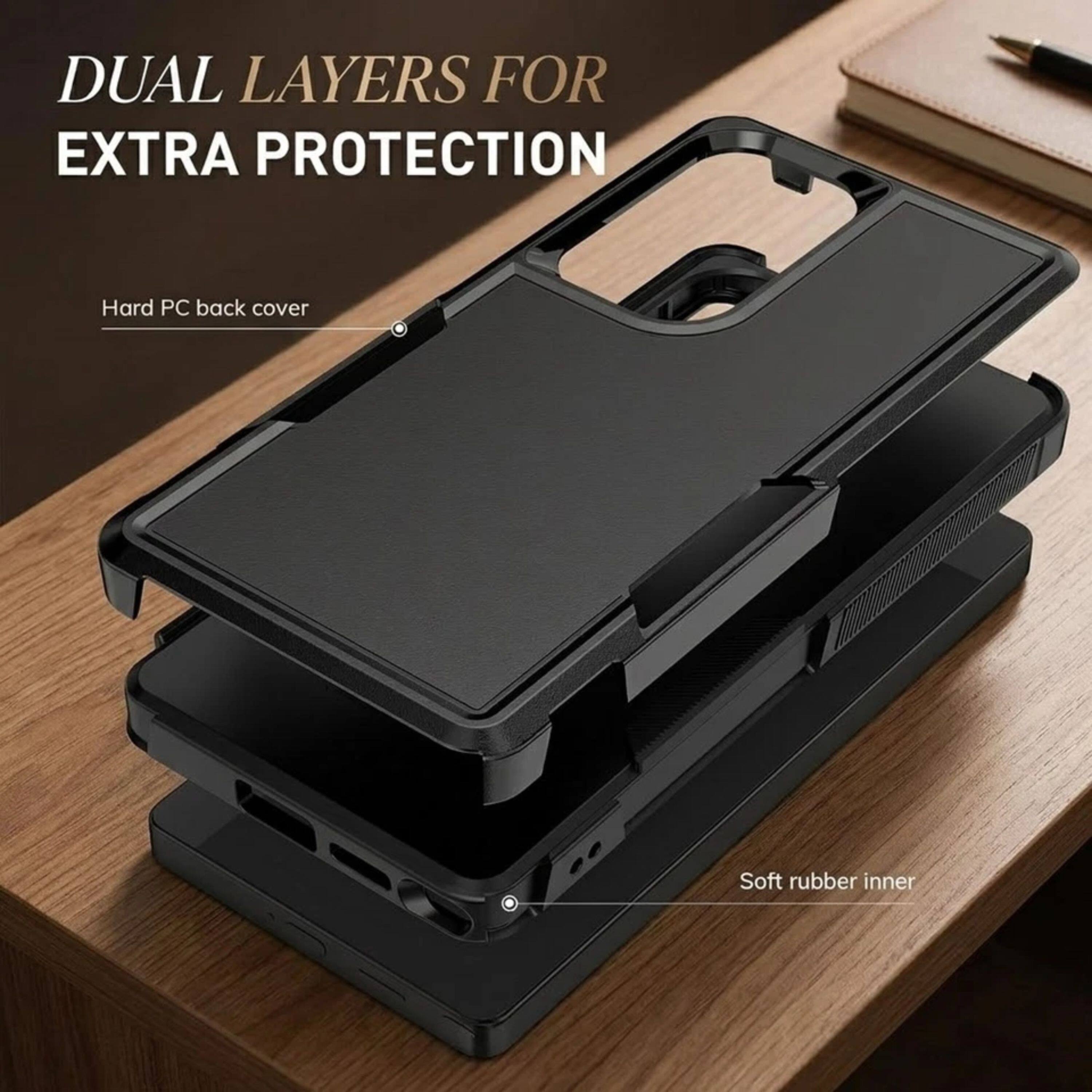 DUAL LAYERS FOR EXTRA PROTECTION

Hard PC back cover

Soft rubber inner