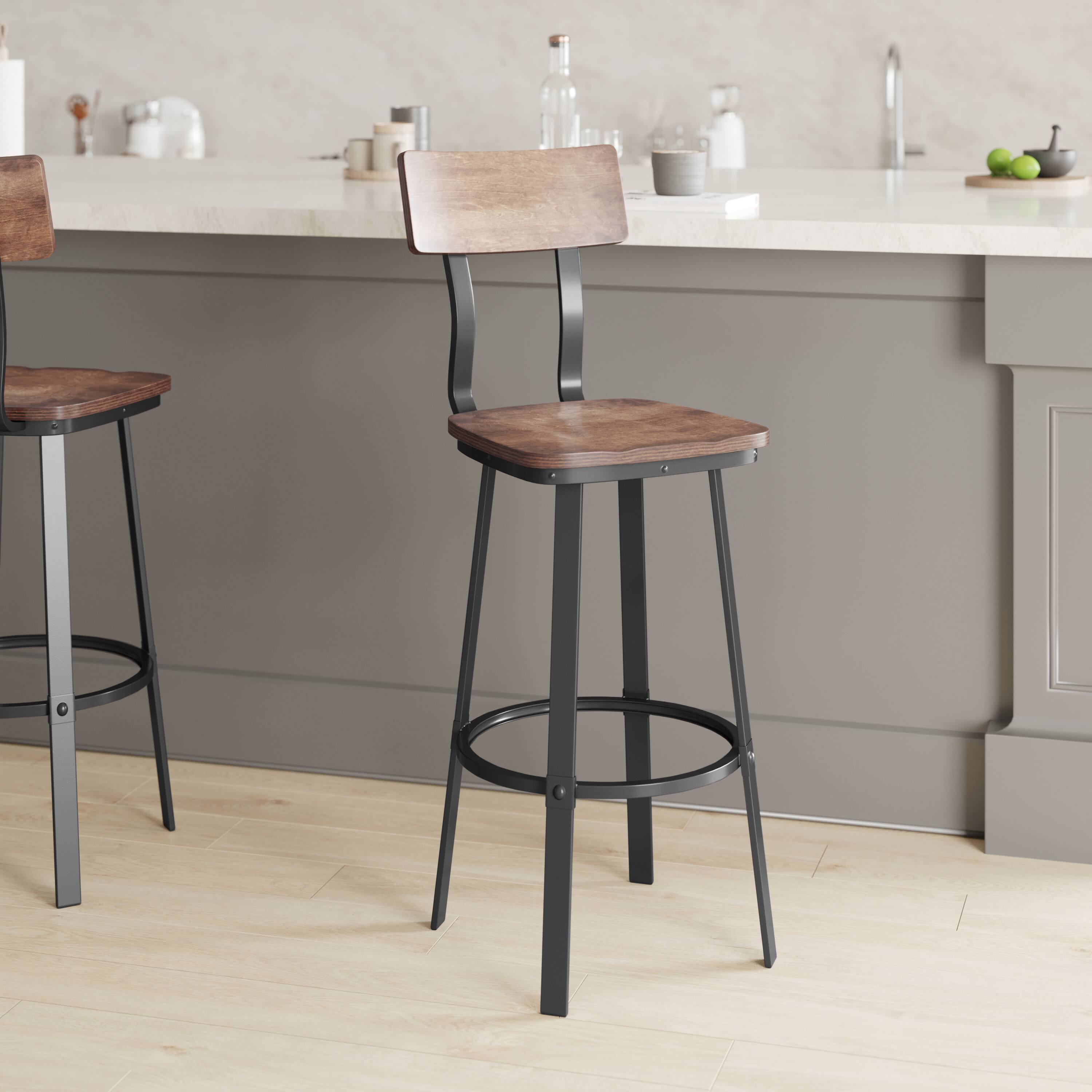 Alt View 1. Emma + Oliver - Restaurant Barstool with Wood Seat & Back and Powder Coat Frame - Antique Copper.