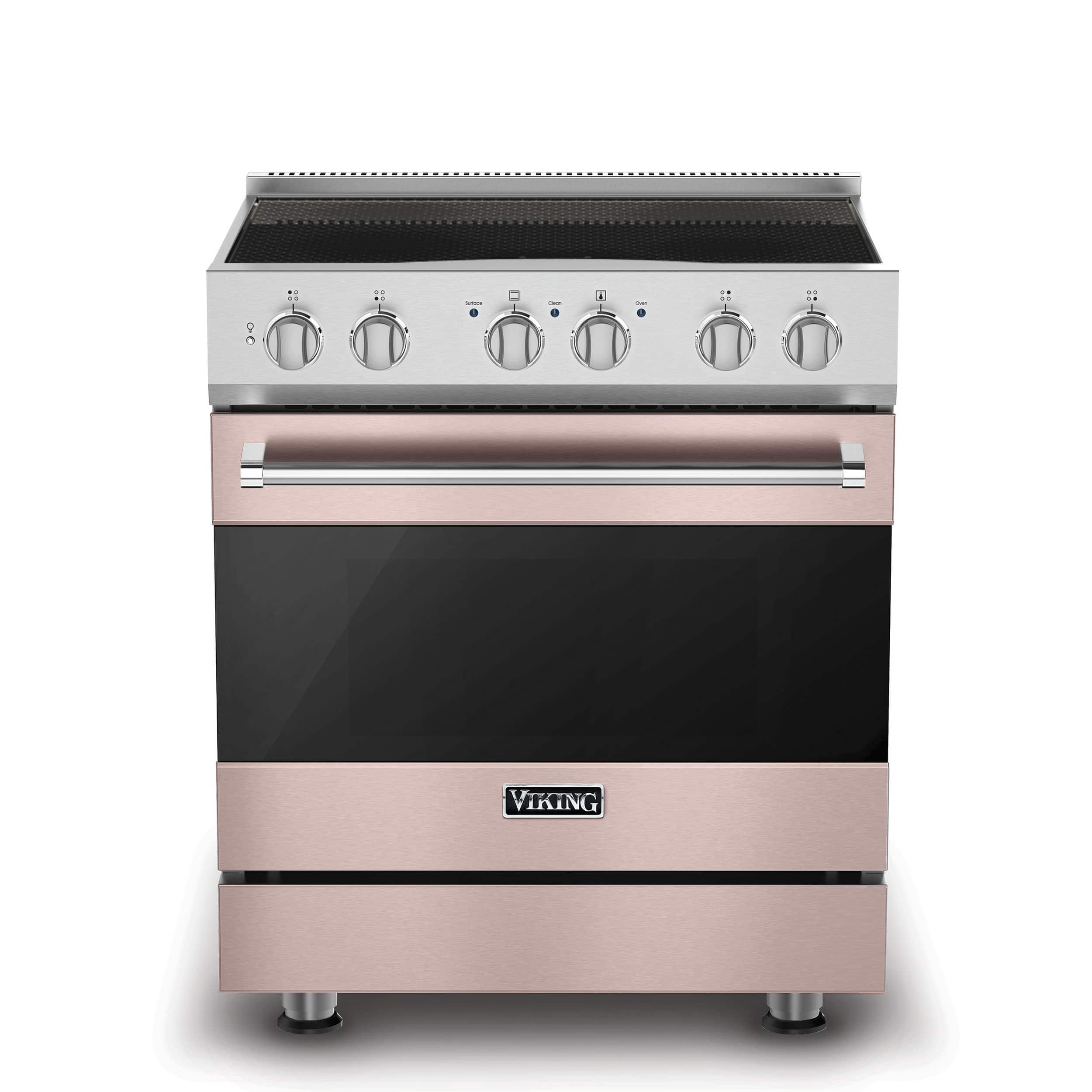 Front. Viking - 3-Series Induction Self-Clean Range - Blush.