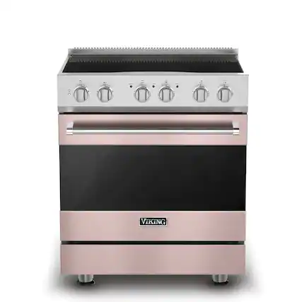 Front. Viking - 3-Series Induction Self-Clean Range - Blush.
