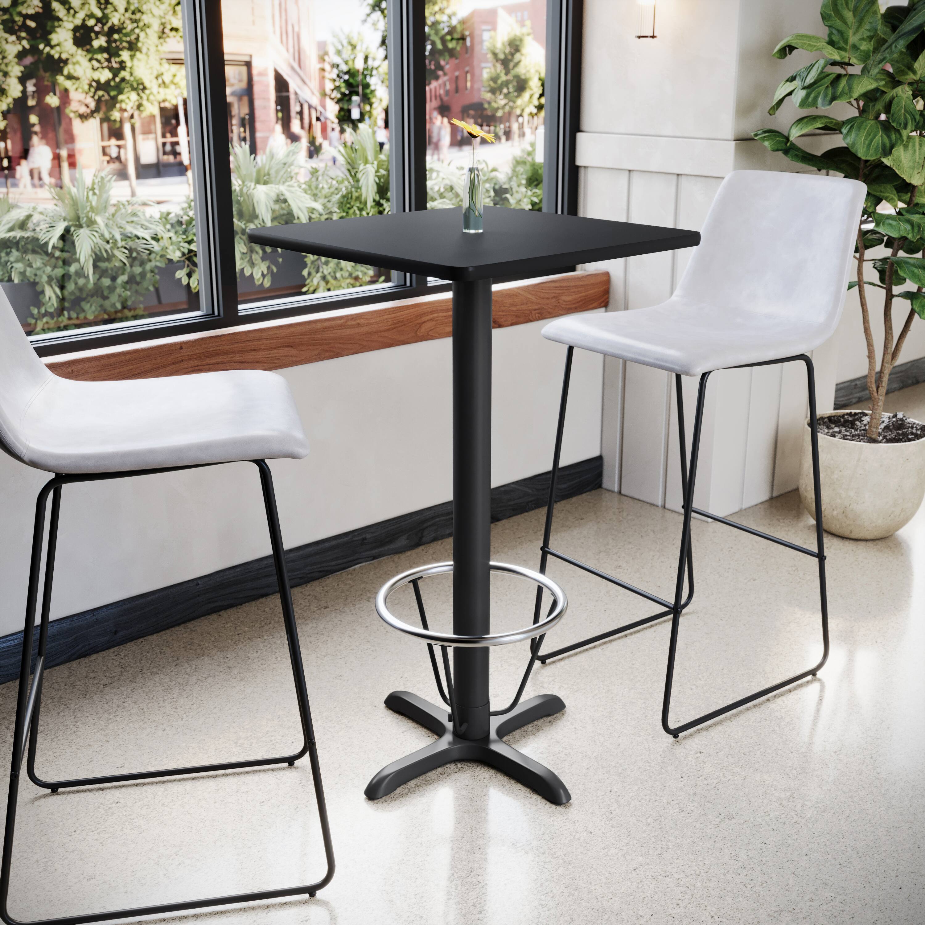 Alt View 1. Emma + Oliver - 24" Square Laminate Bar Table with 22"x22" Foot Ring Base - Black.