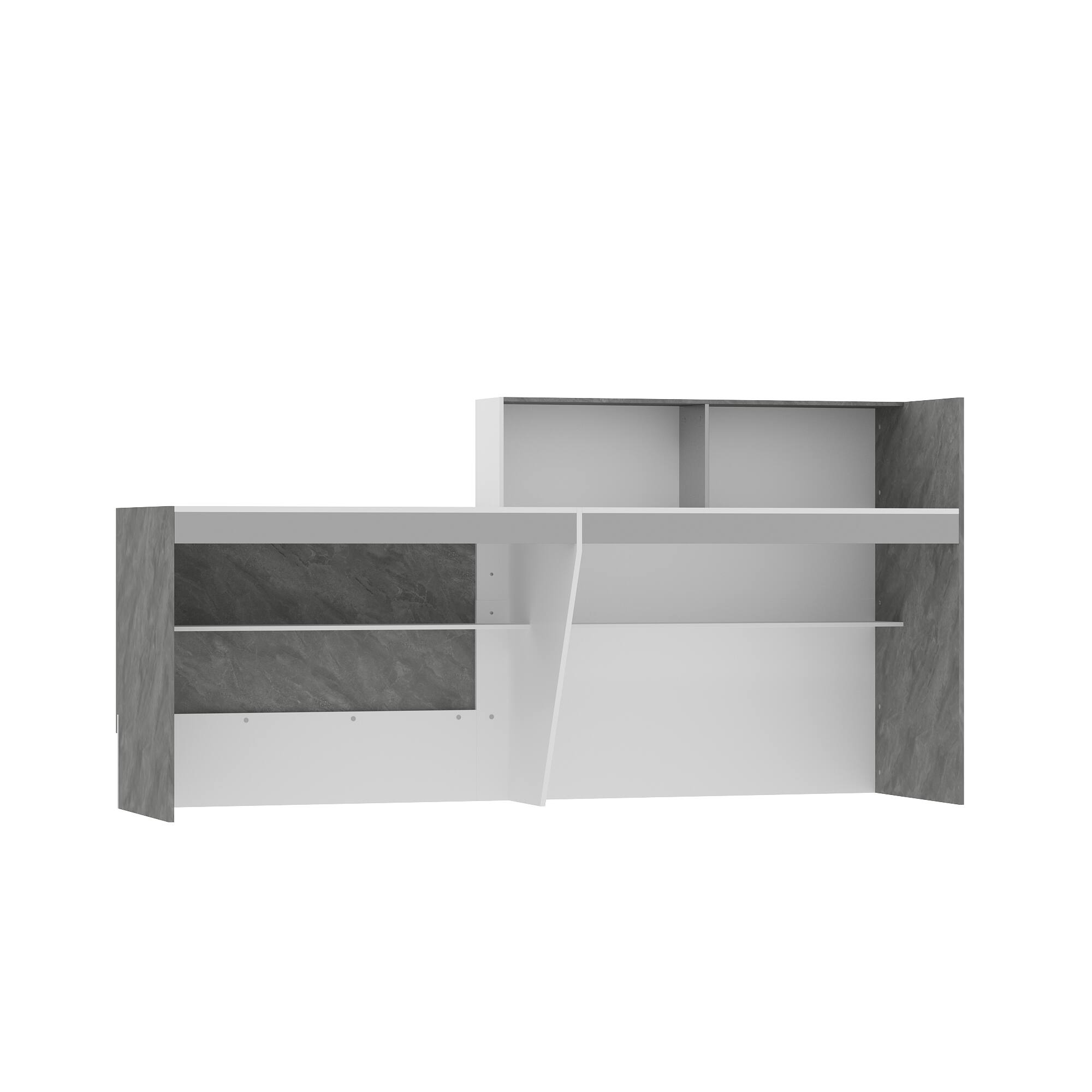 Angle. Famapy - Famapy Modern Office Furniture Set: Sleek Desks & Reception Counters - White & Gray.