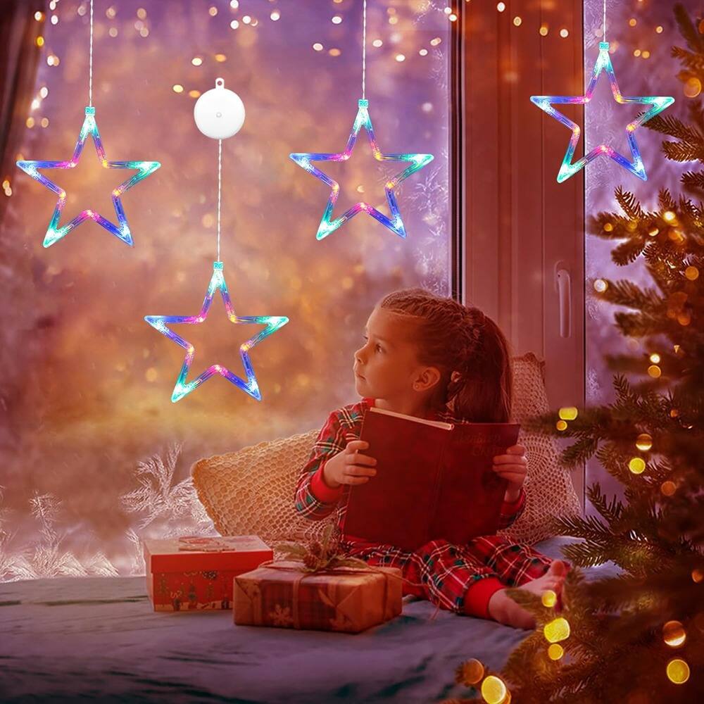 Alt View 2. MOSZAR LLC - Star LED String Lights, 3-Pack, 10 LEDs Each, Battery, Multicolor, Timer.