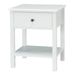 Costway - End Table Nightstand Storage Display Drawer Shelf Beside Bedroom - White