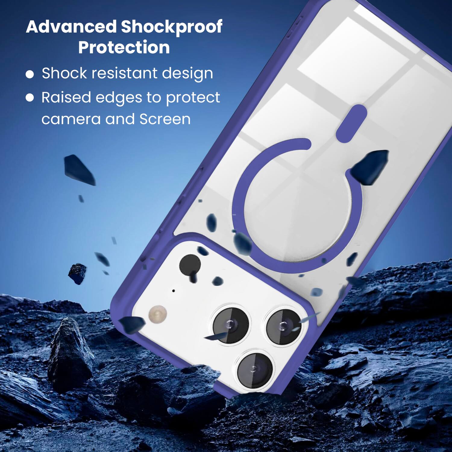 Advanced Shockproof Protection

- Shock resistant design
- Raised edges to protect camera and screen