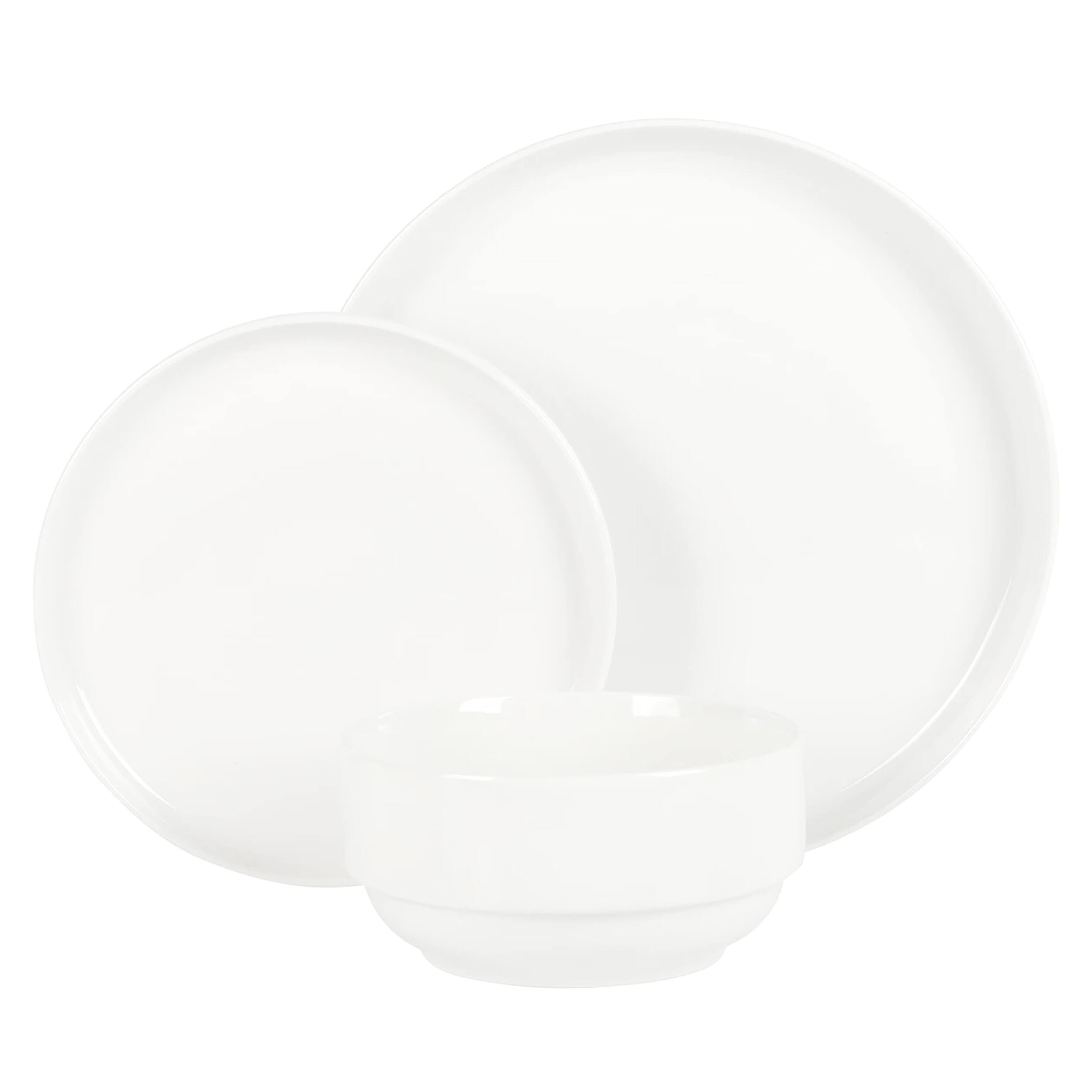Alt View 1. Gibson - Gibson Home Snowscape 12 Piece fine Ceramic Stackable Dinnerware Set in White - White.