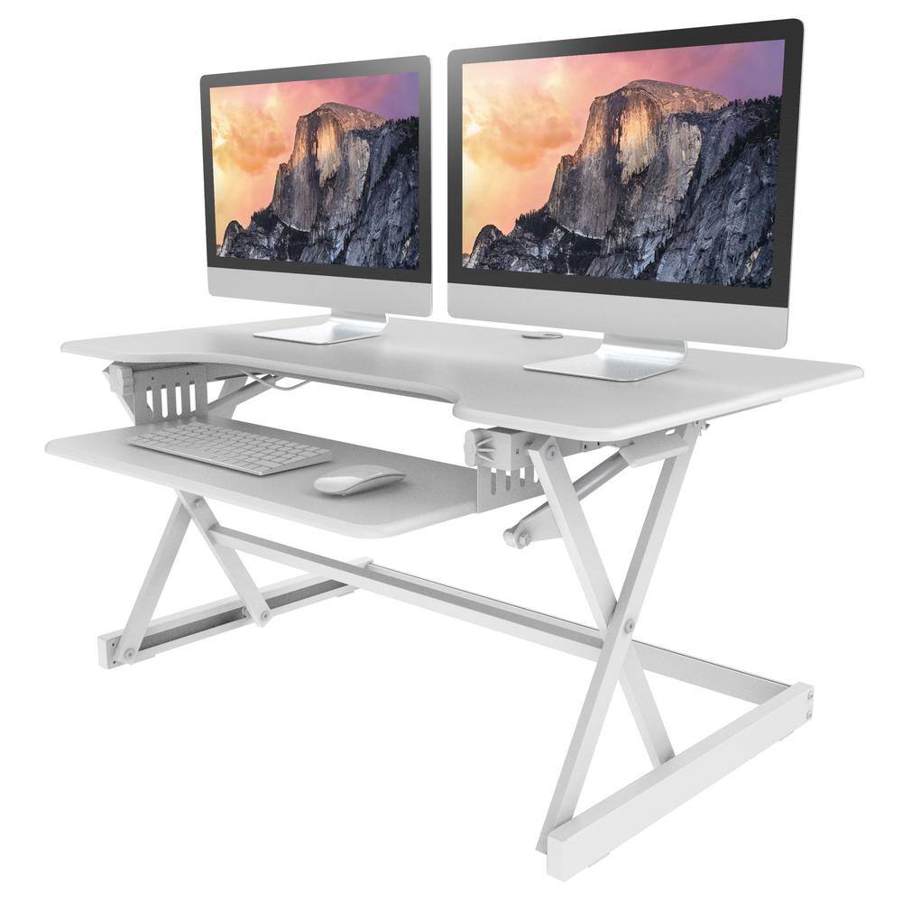 Angle. Rocelco - 40" Large Height Adjustable Standing Desk - White.