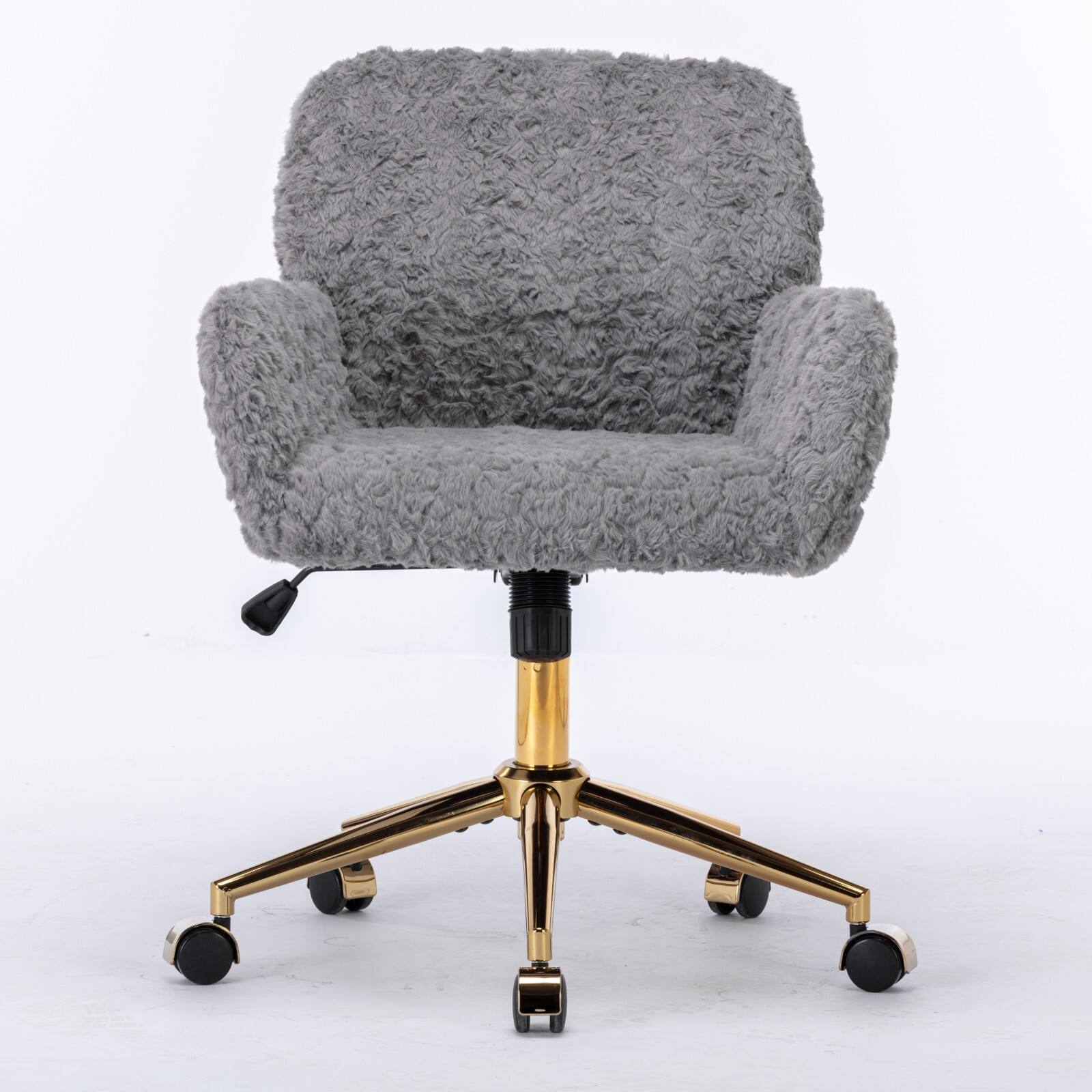 Angle. APRILSOUL - Office Chair Artificial rabbit hair Office Chair with Golden Metal Base Adjustable Desk Chair Swivel Office Chair Gray - Gray.