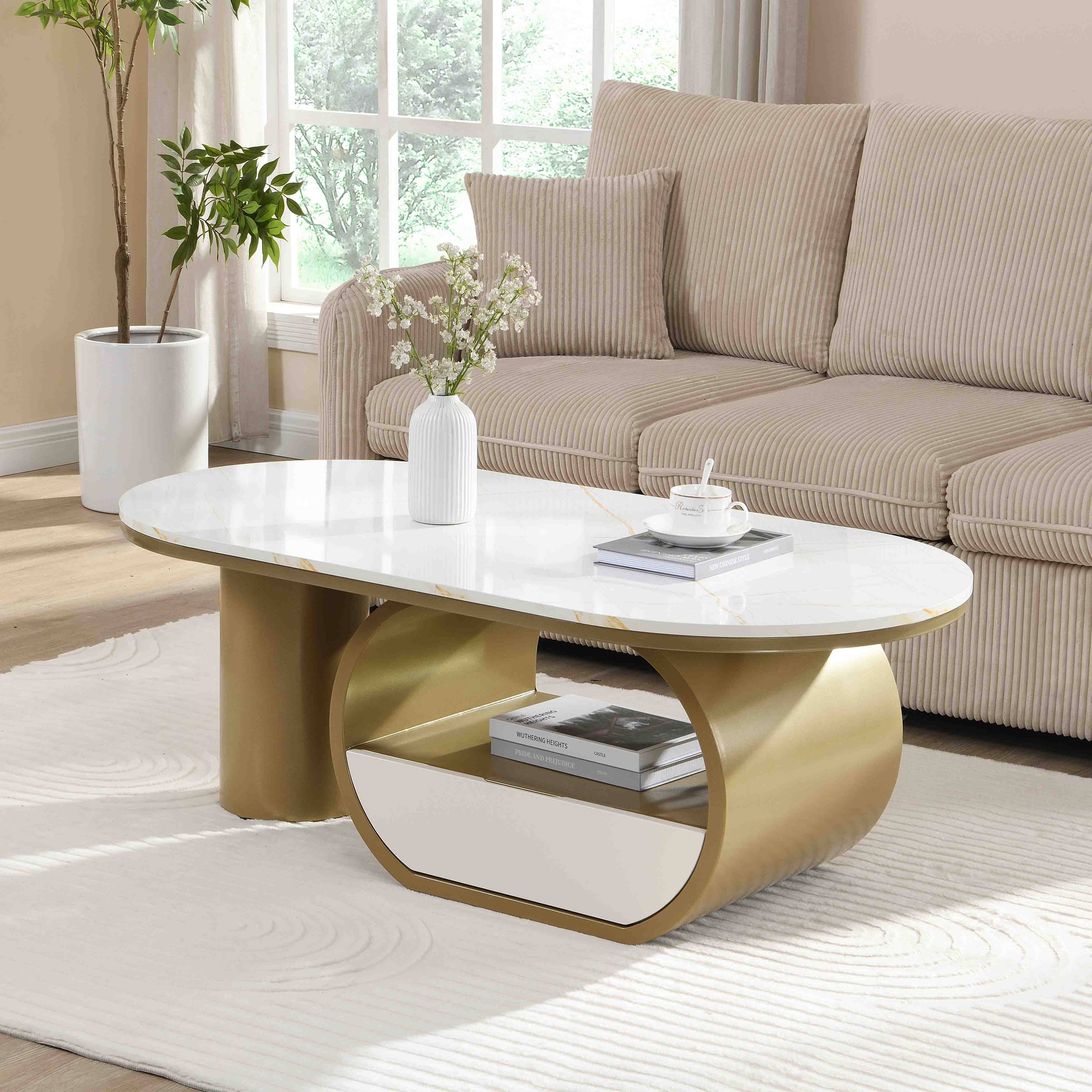Angle. APRILSOUL - Round Nesting Coffee Table Set of 2 with Storage Drawer White Plastic Center Table Living Room - white.