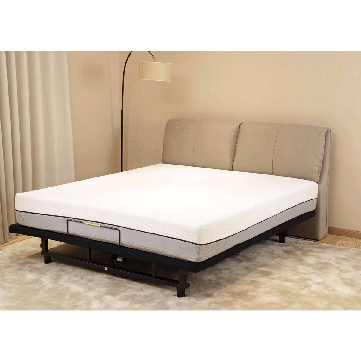 Angle. Spaco - Spaco Queen Adjustable Bed Base with Zero Gravity, Wireless Remote, Quiet Motor, USB Charging, Under Bed Lights - Light Gray.