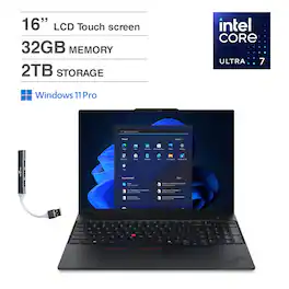 Lenovo - ThinkPad P16s Laptop 16.0 WUXGA (Intel Ultra 7-155H, 32GB DDR5, 2TB PCIe SSD, Win 11 Pro) w/USB Hub - Black