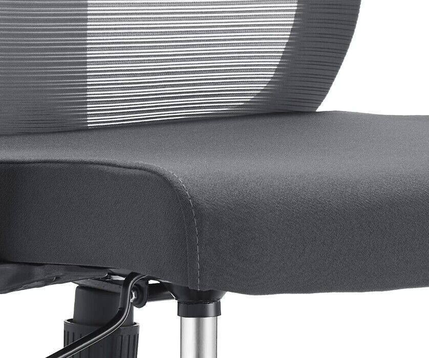 Alt View 6. LeisureMod - Glen Office Chair Upholstered Cotton Mid-Back Mesh Computer Chair with Adjustable Height, Swivel and Tilt - Grey.