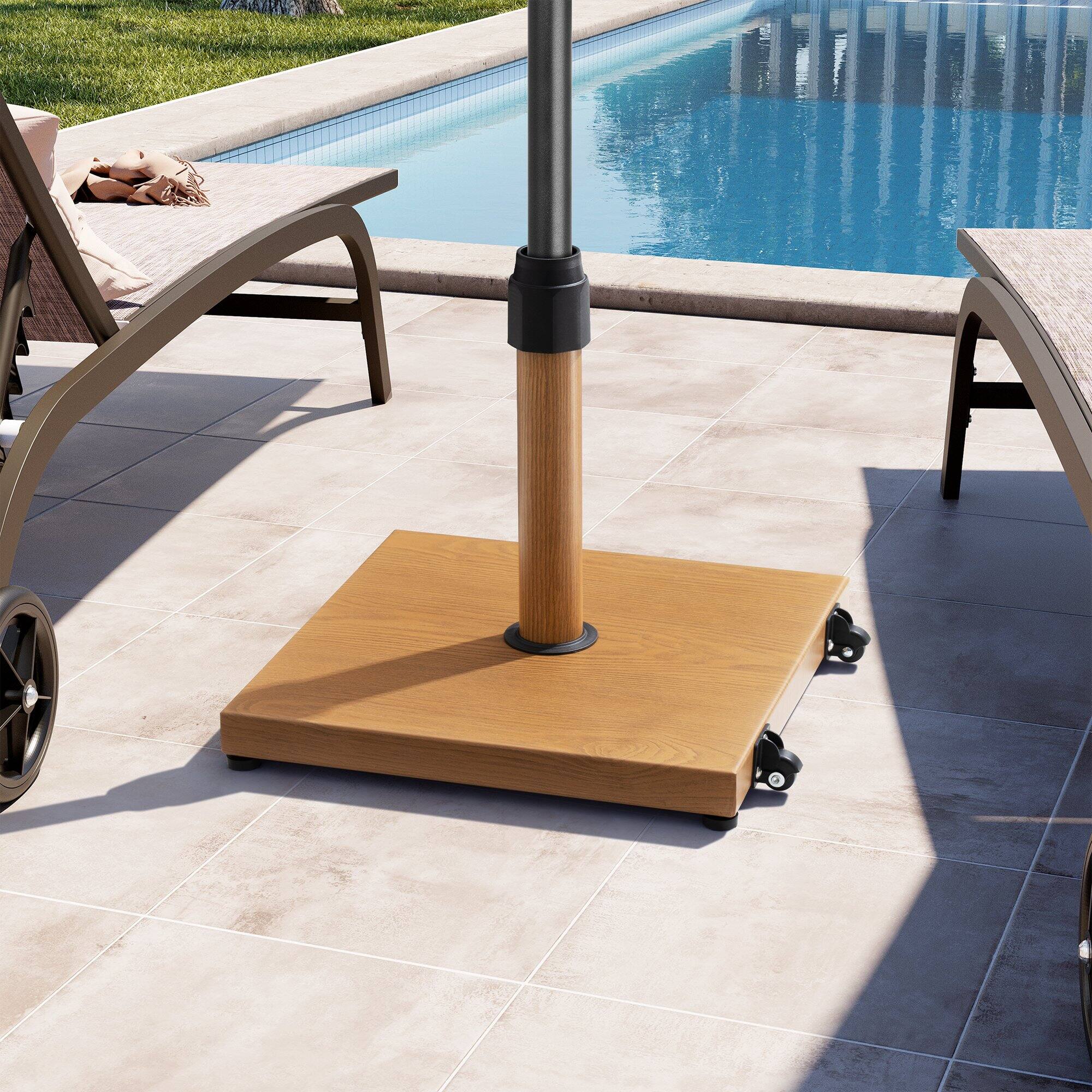 Back. Crestlive Products - Crestlive Products 42lbs Patio Umbrella Base with Wheels Heavy Duty for Outdoor Use Wind-Resistant Design - Brown.